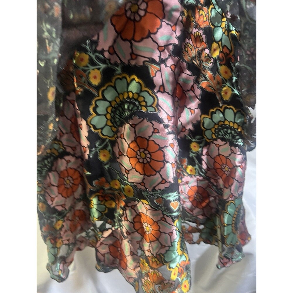 Alice + Olivia Dress Woman's Moore Tiered Layered Black Floral Vinelands Size 2 - Picture 6 of 13